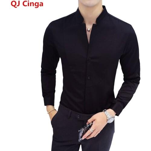 Autumn New Men Shirt Long Sleeve Red White Black Camisa Fashion Slim Fit Male Top Large Size S M L XL XXL XXXL XXXXL XXXXXL