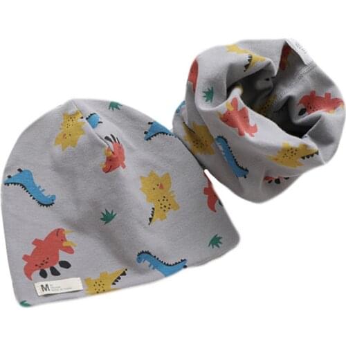 New Cartoon Plush Girls Hat Scarf Sets Owl Stars Print Baby Boy Hat Set Children Warm Neck Collar Cotton Kids Hat Scarf 2pcs Set