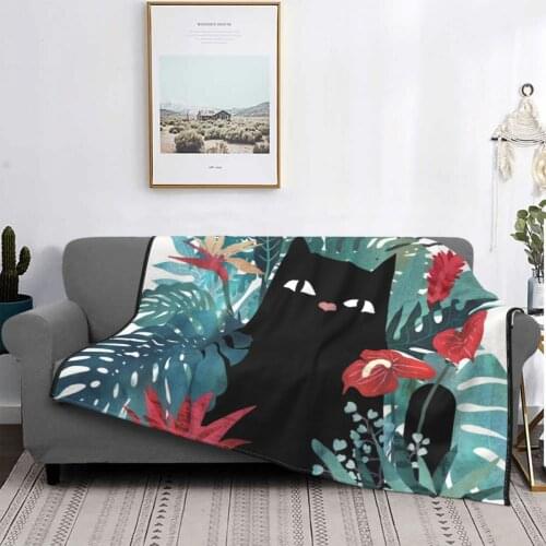 Popoki Cat Blanket Fleece Spring/Autumn Animals Multi-function Ultra-Soft Throw Blankets for Home Couch Bedspreads