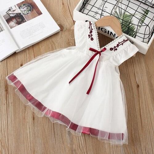 NEW Princess Girls Clothes Baby Kids Bowknot Tulle Stitching Dresses Sleeveless Dress