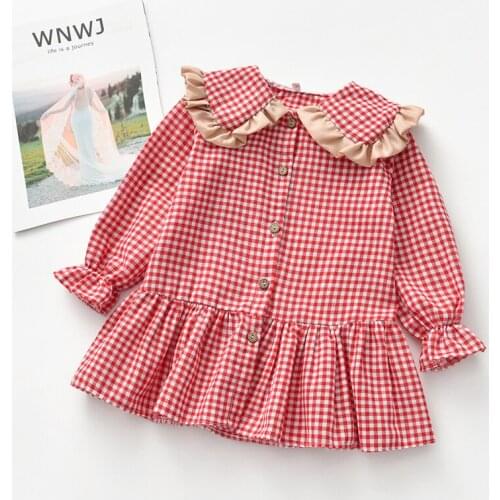 2020 spring autumn baby girl dress kids dresses for girls clothes single-breasted plaid princess dress children clothes vestidos