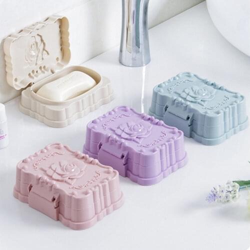 Portable Creative Travel Rose Carved Double Soap Box with Lid Shower Case Holder Container Storage Box Dustproof Hygienic