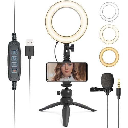 Portable Mini Selfie Ring Light on Mobile Phones Tiktok Led Ring Light for Indoor Video Film Shooting