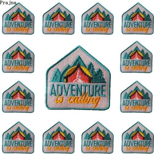Prajna 10 PCS Outdoor Adventure Embroidered Patches On Clothes Nature Travel Patch Applique Iron On Patches For Clothing Sticker