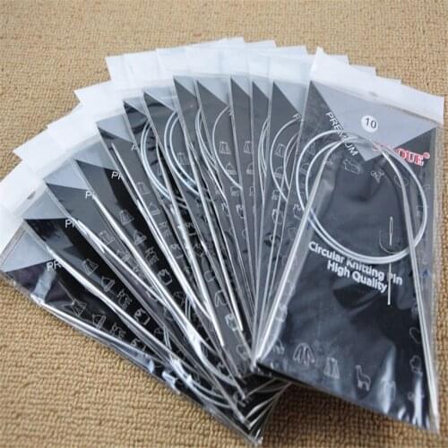 Dropshipping11Pcs/set 31.5inch 80cm Stainless Circular Knitting Needles Circular Knitting Pins Weaving Pins Needlework Tools