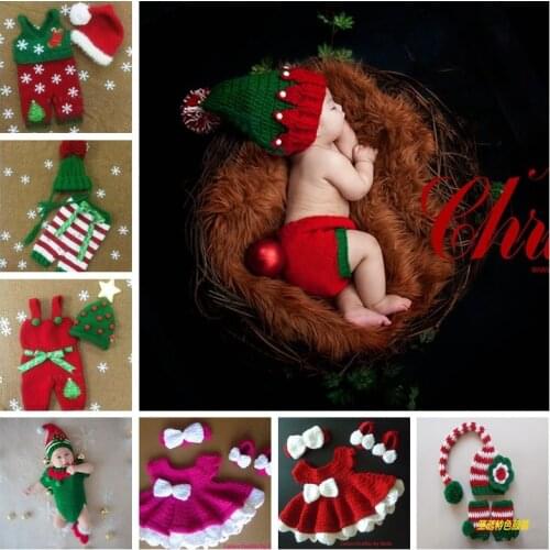 Newborn Photography Props Christmas Crochet Baby Clothes Santa Claus Baby Boy Girls Costume Newborn Fotografia Clothes 0-3M