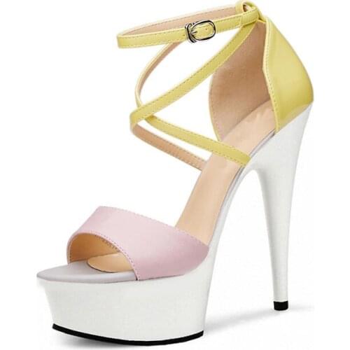 Women sandals Roman gladiator shoes sexy high-heeled shoes peep toes 15cm