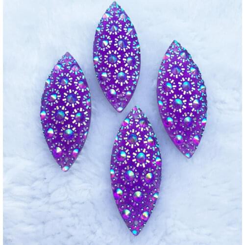 6 PCS 20*50mm Sewing AB Horse Eye Rhinestones Sew On resin Crystals Stones Flat Back Strass Appliques for Clothes Jewelry