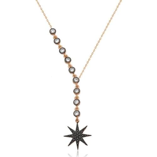 Tevuli 925 Sterling Silver Row Cubic Zirconia Star Women 'S Necklace