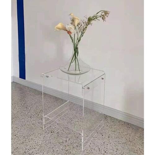 Spot Nordic simple double-layer coffee table, acrylic transparent bedside table side table small household tea cabinet