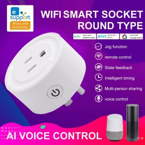 10A 2.4G WiFi Smart Plug US UK Adaptor Wireless Remote Voice Control Monitor Outlet Timer Socket for Alexa Google Home