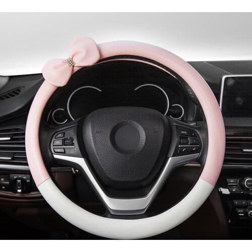 Universal Car Wheel Cover Wear-resistant Leather Steering Wheels Cute Car Assessoires Interior for Women