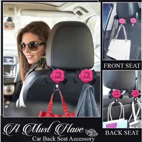 Universal Car Seat Back Hook Camellia Car Accessories Interior Portable Hanger Holder Storage for Car Bag Purse Cloth Decoratio