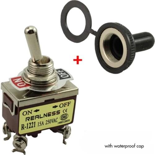 Univeral Heavy Duty 15A 250V 4 Terminal ON/OFF Rocker Toggle Switch with Waterproof Cap High current Momentary Toggle Switch