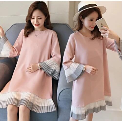 Spring Maternity Dresses Long Sleeve Pregnancy Dress Chiffon Clothing Ruffles Casual Fashion Clothes for Pregnant Women dresses