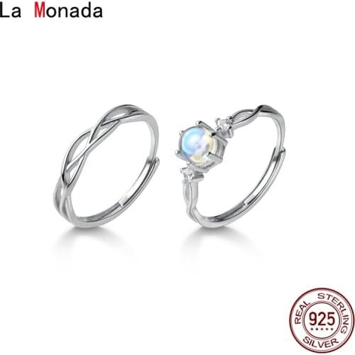 La Monada 925 Sterling Silver Women Rings Korean Minimalist Jewelry Silver Couple Finger Rings For Women Silver 925 Adjustable