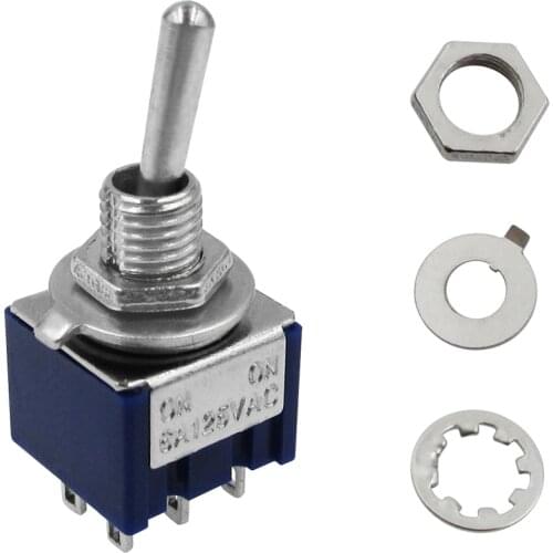 10Pcs/lot 6-Pin DPDT ON-ON Mini Toggle Switch 6A 125VAC Mini Switches Best Quality