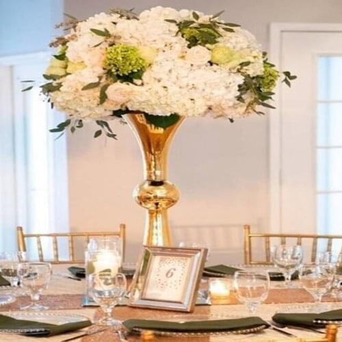 12pcs)60cm Tall Event Decorative Large Trumpet Flower Vase For Wedding Centerpieces Indoor And Outdoor Gold table decor qq317