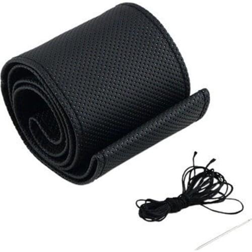 38cm Soft Anti-Slip Fiber Leather Car Steering Wheel Cover DIY Steering Wheel Cover Braid & Needles Thread Car Accessories