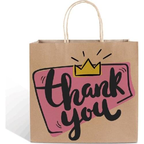 500Pcs/Lot Fashion Kraft Paper Gift Bags with Customised Logo Brown Carrier Handles Shopping Packaging Bag for Shoes and Clothes
