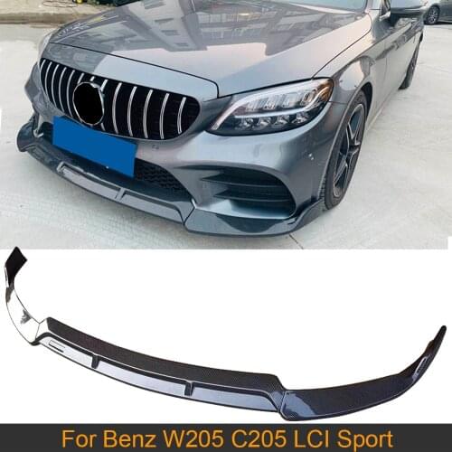 Car Front Bumper Lip Spoiler for Mercedes-Benz C Class W205 C205 LCI Sport 2019 2020 Car Front Lip Chin Splitters Carbon Fiber