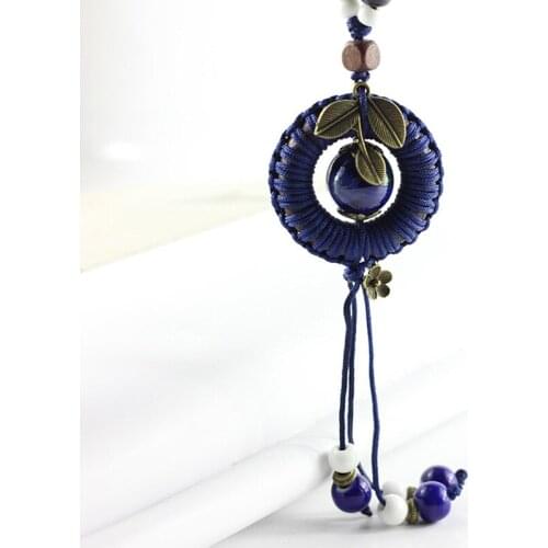 Bohemian Feather Necklace Flower Statement Choker Ceramic Round Beads Long Tassel Leaf Charm Wooden Pendant Ethnic Necklaces