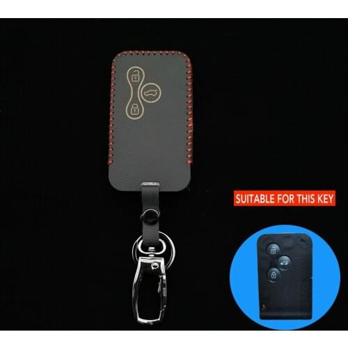 3-Button Genuine Leather Case, Car Key Protection, Smart Skin, For Renault Clio Logan Megane 2 3 Koleos Scenery Shell Box