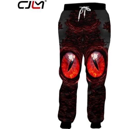 CJLM New Man Colorful Sweatpants 3D Printed Personality Red Eyes Terror Mens Spandex Pants Hot Sale Wholesale