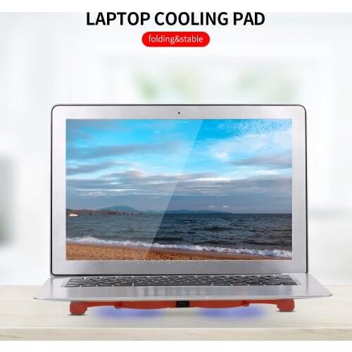 DR-S01 Laptop Cooling Pad Folding Portable Cooling Pad USB Powered Blue Light Effect with Double Fans Cooling Stand