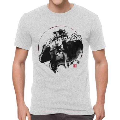 Jojo Bizarre Adventure Tshirt Men Harajuku Tee Tops 100% Cotton T Shirt Short Sleeve Jotaro Kujo T-shirts Gift Clothing
