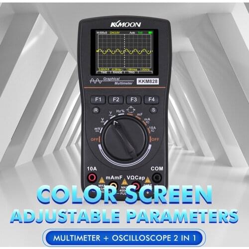 KKmoon kkm828 Intelligent Graphical Digital Oscilloscope Multimeter 2 in 1 with 2.4 Inches Color Screen 1MHz Bandwidth