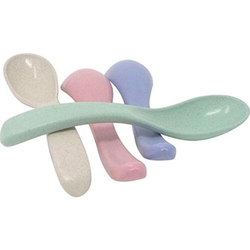 Colourful Wheat Straw Adult Tableware Plastic Small Spoon Creative Cute Anti-scalding Children Spoon Children Feeding Tools