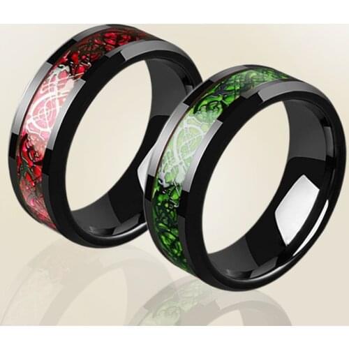 Mens Titanium Steel Ring Classic Gun Black Color Dragon Pattern Ring Male Business Ring Personality Simple Jewelry Accessories