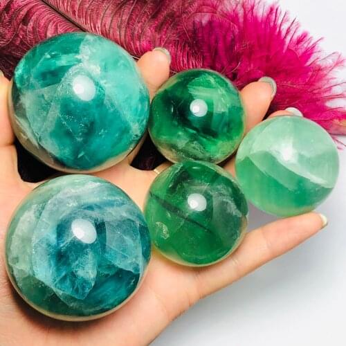 Large size top quality high polished green fluorite quartz sphere crystal gemstone ball healing