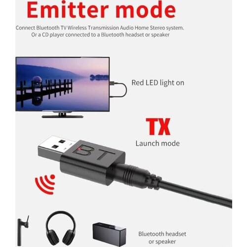 New USB Wireless Bluetooth 5.0 Receiver Adapter Music AUX Headphone Adapter Stereo For TV Audio 3.5mm Car Speakers P6E9