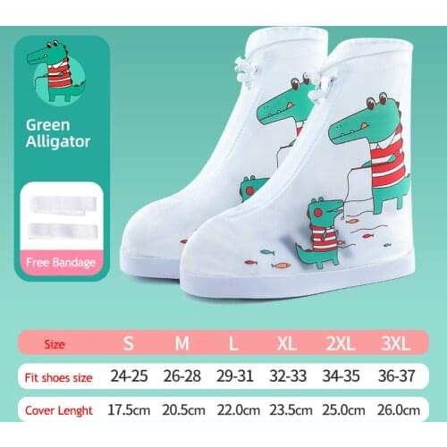 Trasparent Rain Shoes Kids Cartoon Dinasour Galoshes for Children Rain Shoe Covers Waterproof Zip PVC Rain Shoes Protector