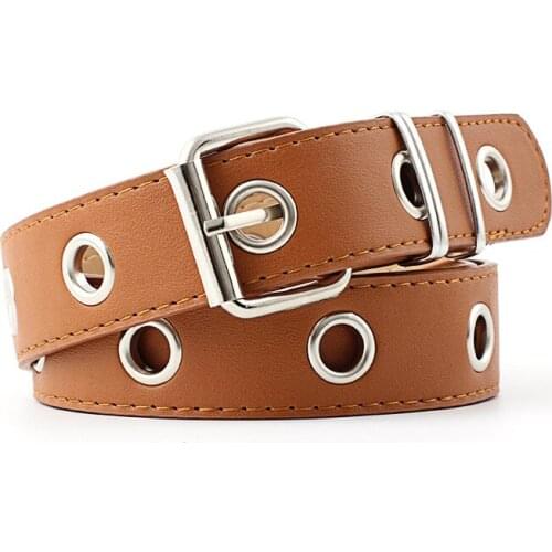 New Women Belt PU Leather Silver Pin Buckle Belt Fashion Punk Jeans Strap Fashion Individual Decorative Belt Chain Women Belt