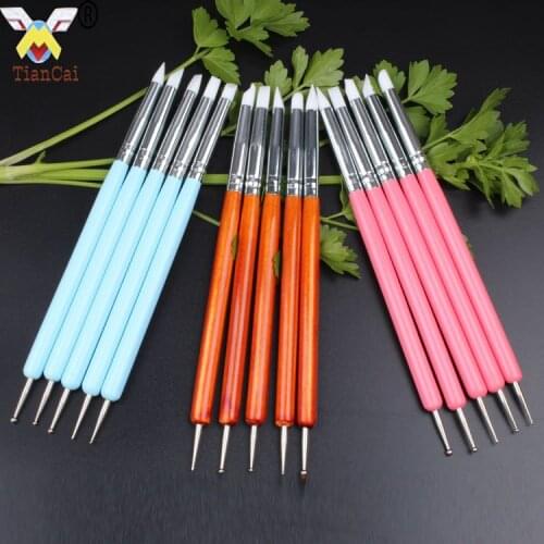 Double head silicone pen silicone nail enhancement pen 5 sets of indentation pen soft pottery nail enhancement drill tool