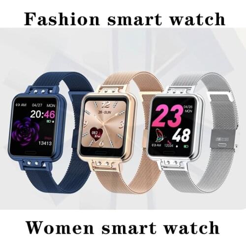 LIGE Alloy Stainless Steel Smart Watch Women Fashion Waterproof Ladies smartwatch Android ios Heart Rate Blood Pressure Monitor