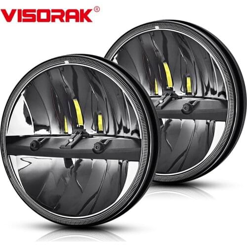 VISORAK 2pcs 7 Inch H4 LED Head Lamp Hi/Lo Beam 4WD 4x4 Pickup SUV Harley Motorcycle LED HeadLight For Pickup Motorcycle SUV Car