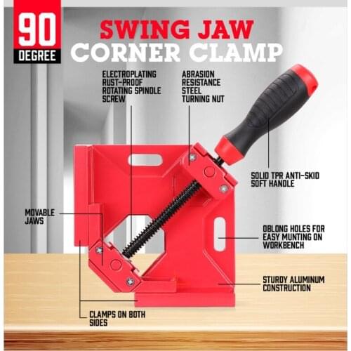 Q81C Right Angle Clamp Tool Single Handle Corner Clamp Single Handle 90° Aluminum Alloy Corner Clamp for Carpenters
