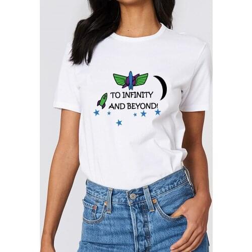 Summer Womens T-shirt Fashion TO INFINITY AND BEYOND Letter Buzz Lightyear Print T Shirt Harajuku Casual Tops Tshirt Unisex