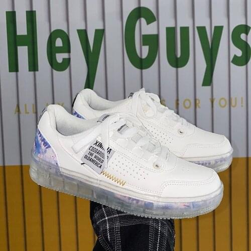 Women Jelly Low Sneakers 2021 New Spring Sports Shoes Lace Up Brand Women Platform Casual Fashion Tenis Platform Shoes Ins Mujer