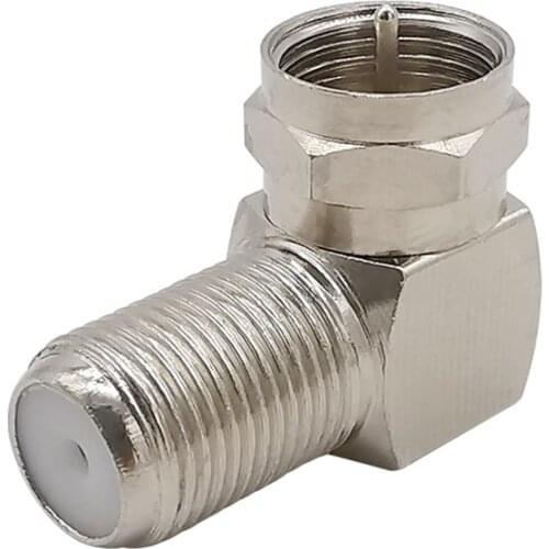 1Pcs Right Angle F Type Coaxial Adapter F Male to F Female Jack 90 Degree RF Coax Curved TV Aerial Antenna Cable Connector