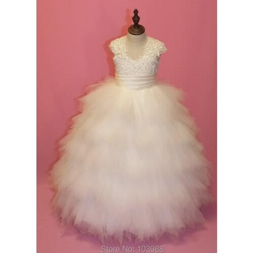 100% real photo free shipping Vintage ball gown Flower Girl Dresses Floor Length Christmas gift birthday dress princess