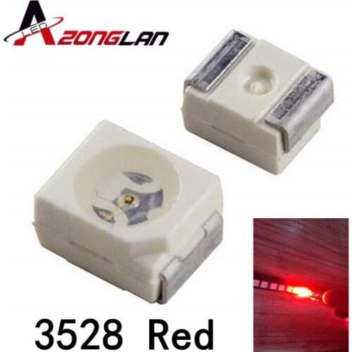 12-20LM 2835 1210 Red SMD LED 0.2W high bright light emitting diode chip leds 620-625NM PLCC-2 60Ma SMD/SMT 3528 Red 3000PCS