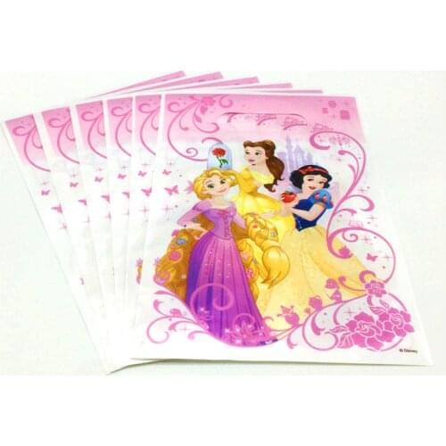 Disney Six Princess Snow White Theme Plastic Loot Bag Baby Shower Little Snack Bag Kid Birthday Party Gift Bags Decoration 6pcs