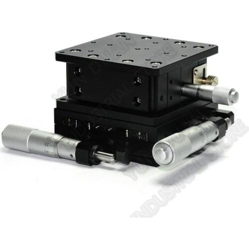 90*90mm XYZ 3 Axis Trimming Station Manual Displacement Platform Cross Roller Guide Way Linear Stage Sliding Table LD90-RM