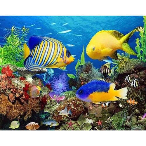 DIY Diamond Painting Fish Underwater World 5d Handmade Full Drill Embroidery Cross Stitch Needlework Mosaic Painting Home Decor