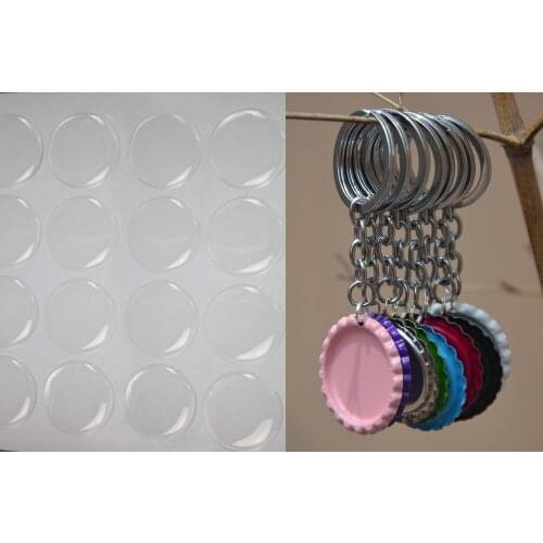 Free Shipping 300 Pcs Both Side Colored Flattened Bottle caps + 300 pcs Keychain Ring +300 pcs 1'' Domes Clear Epoxy Stickers